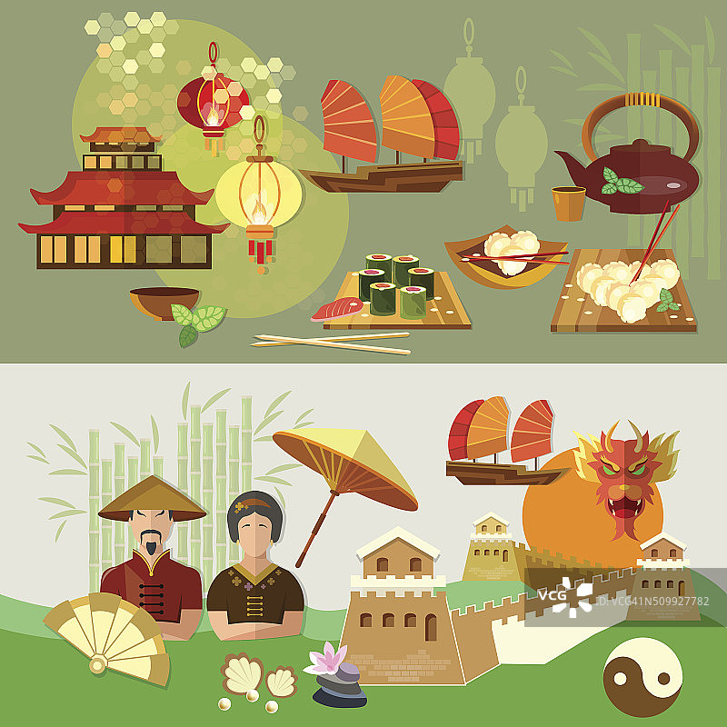 中国文化和传统载体旗帜图片素材