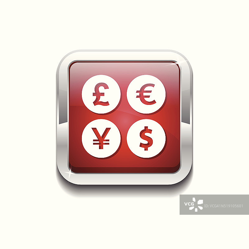 货币符号红色矢量图标按钮图片素材