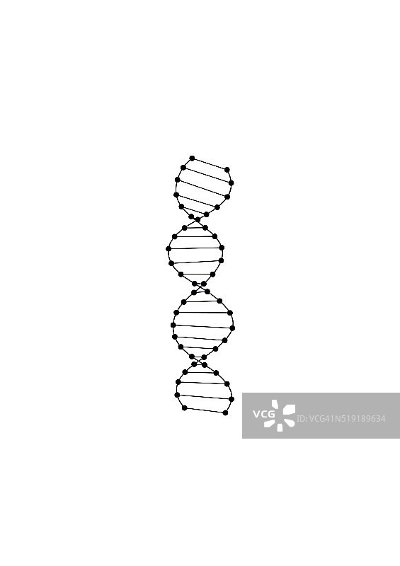 黑色DNA图标在平面风格孤立的背景。向量图片素材