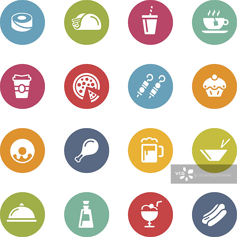 食品和饮料图标2 -新鲜的颜色系列图片素材