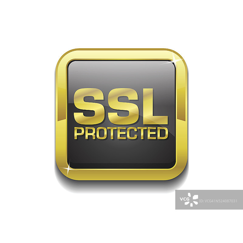 SSL保护黄金矢量按钮图标图片素材