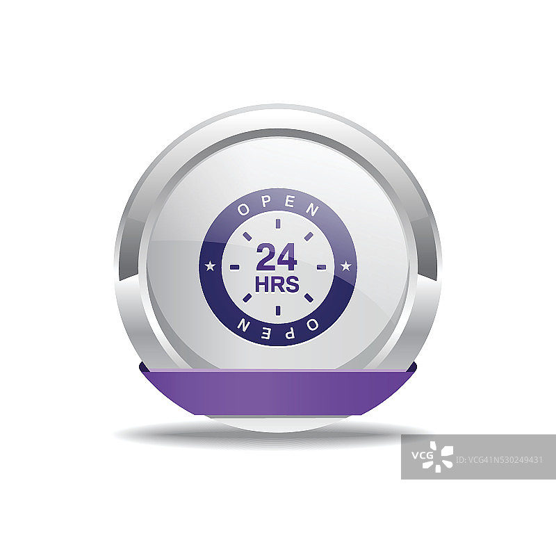24小时打开紫色矢量图标按钮图片素材