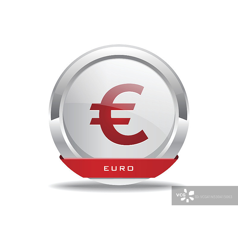 欧元货币标志圆形矢量红色网页图标按钮图片素材