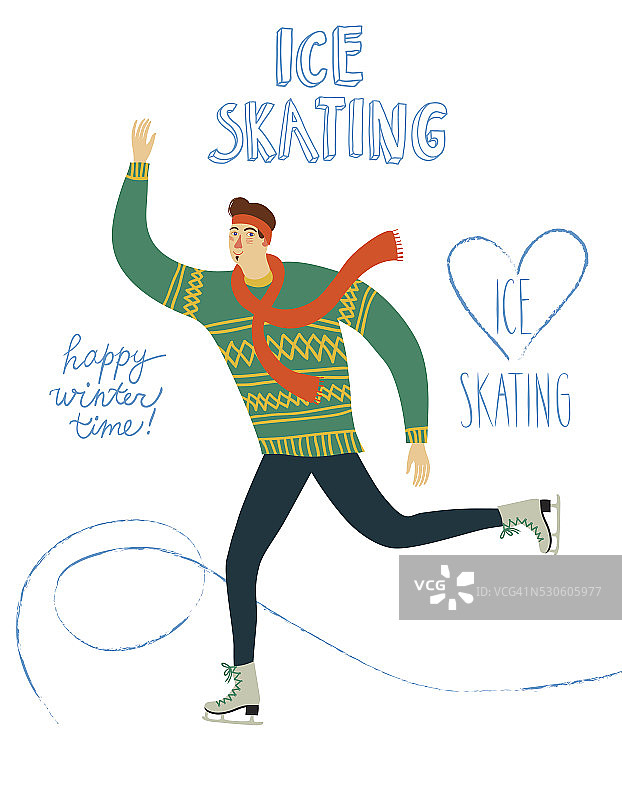 卡通溜冰者插图图片素材