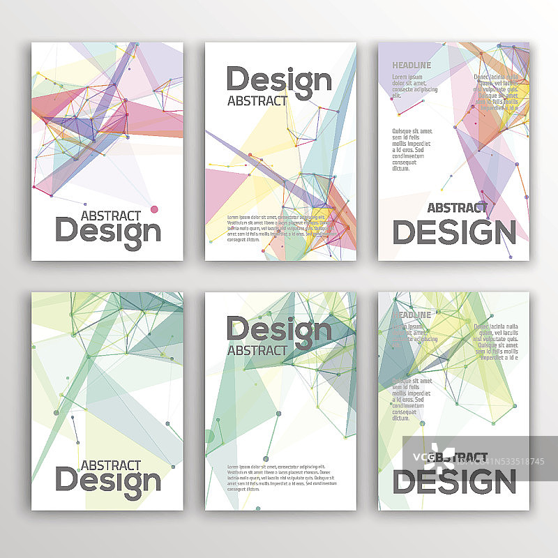 一套传单，小册子设计模板。几何抽象现代背景。图片素材