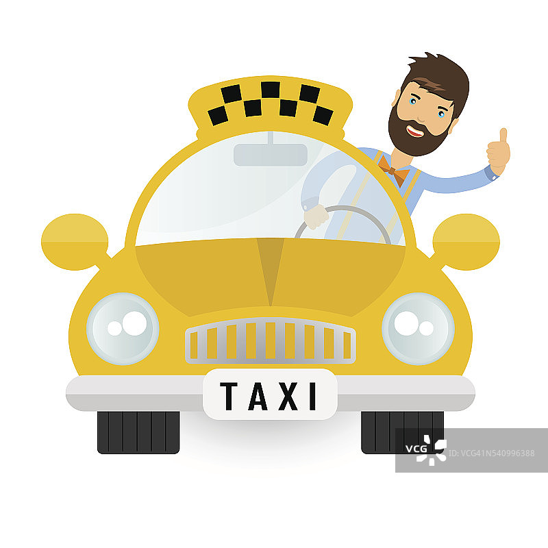 黄色出租车-矢量图标图片素材