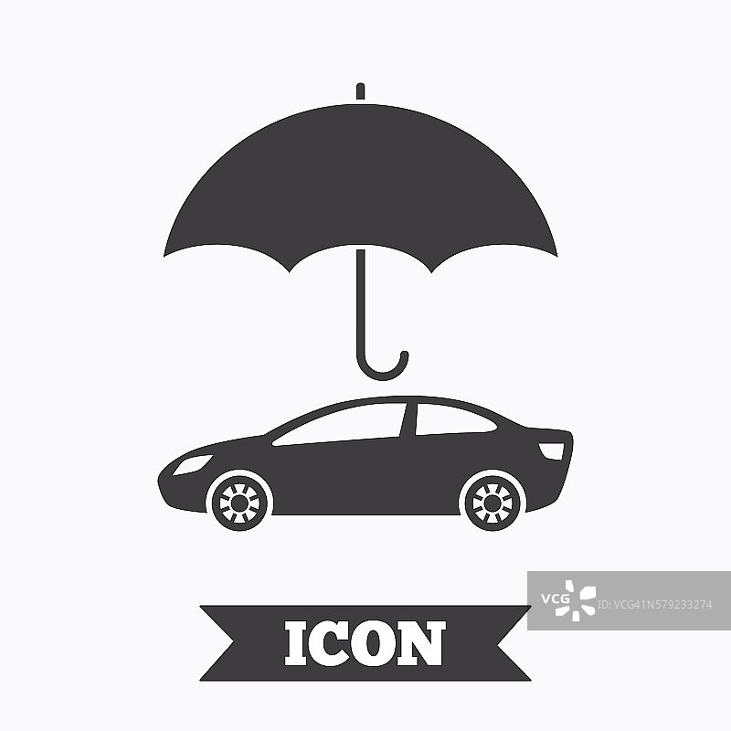 汽车保险标志图标。保护的象征。图片素材