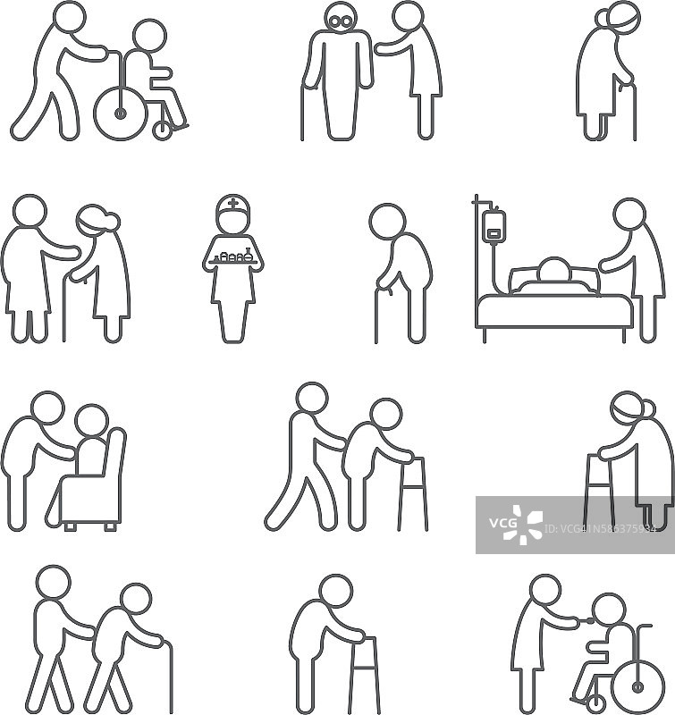 残疾人护理和医疗保健图标图片素材