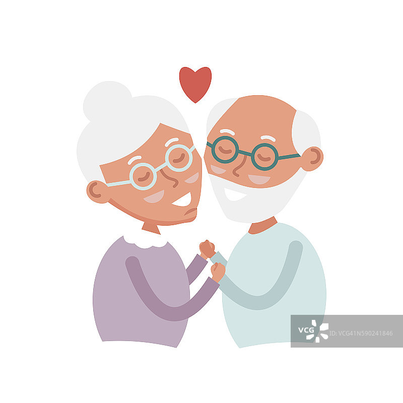 幸福的老夫妻在一起。可爱的老年情侣相爱。图片素材