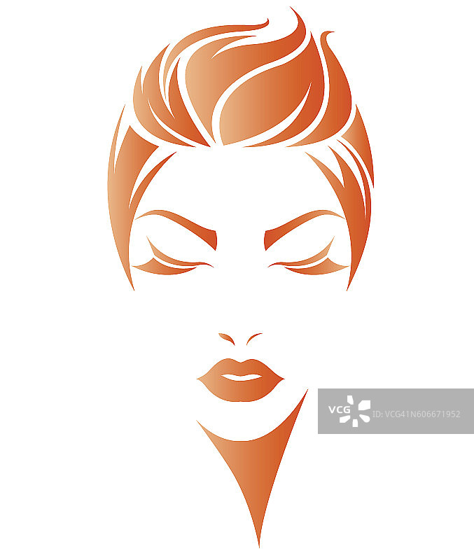 女性短发造型的标志，标志着女性的面容图片素材