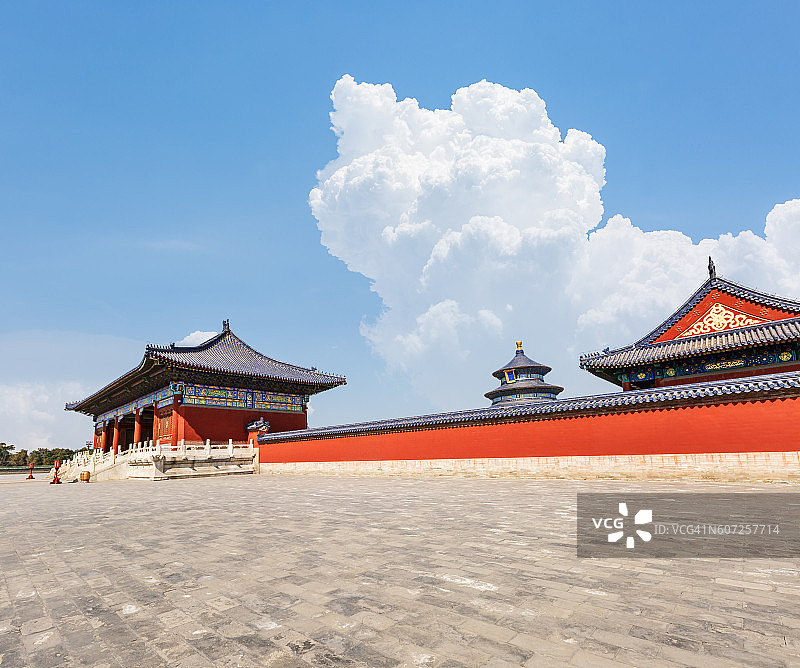 中国北京的天坛，古代祭祀庙景色图片素材