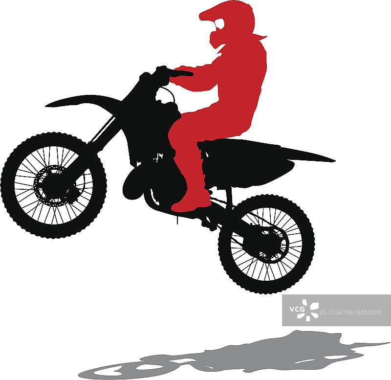 剪影骑手参加摩托车越野赛。矢量图图片素材