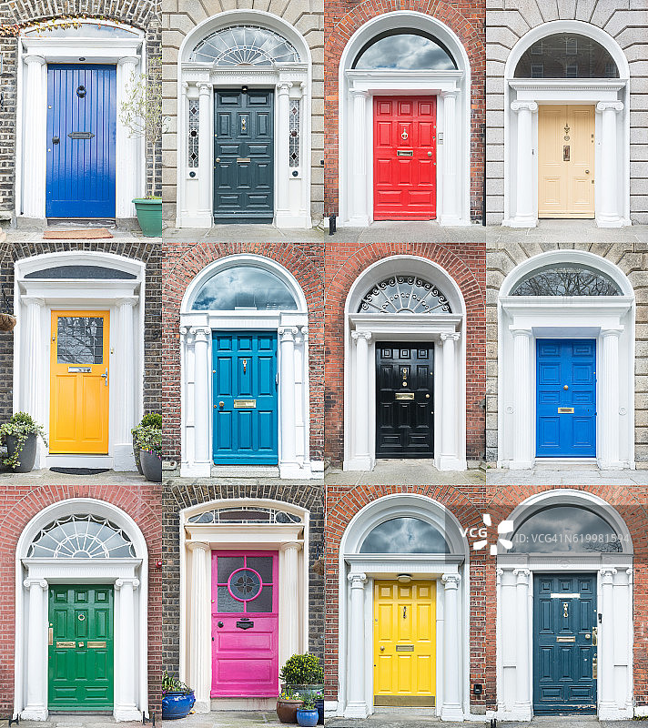 五颜六色的都柏林的门图片素材