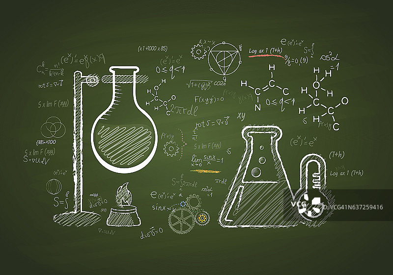 制药，黑板上的科学-绿色图片素材