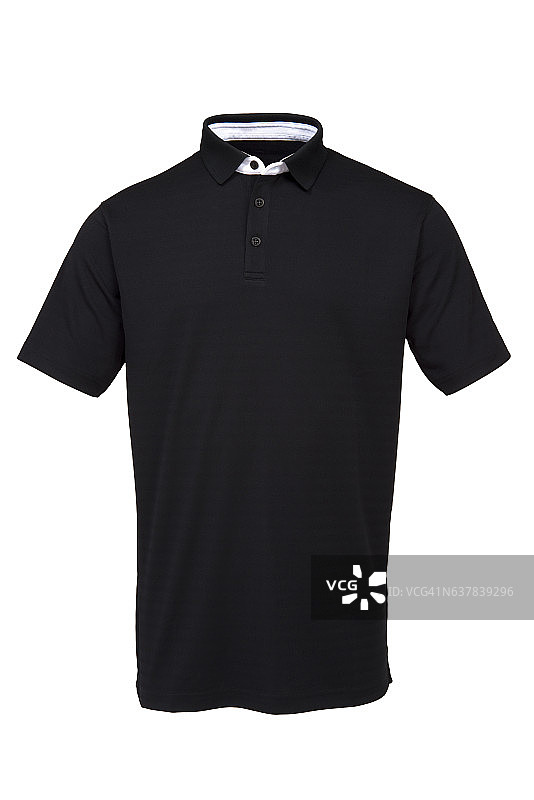 男士黑色高尔夫球t恤，白领图片素材