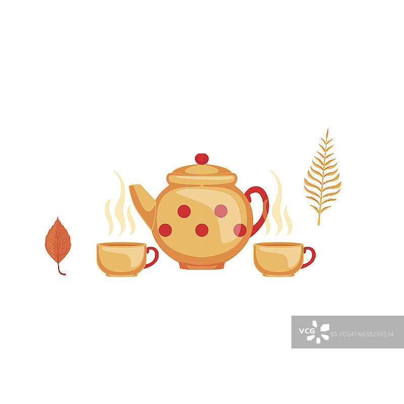 壶、两杯茶为秋之属性图片素材