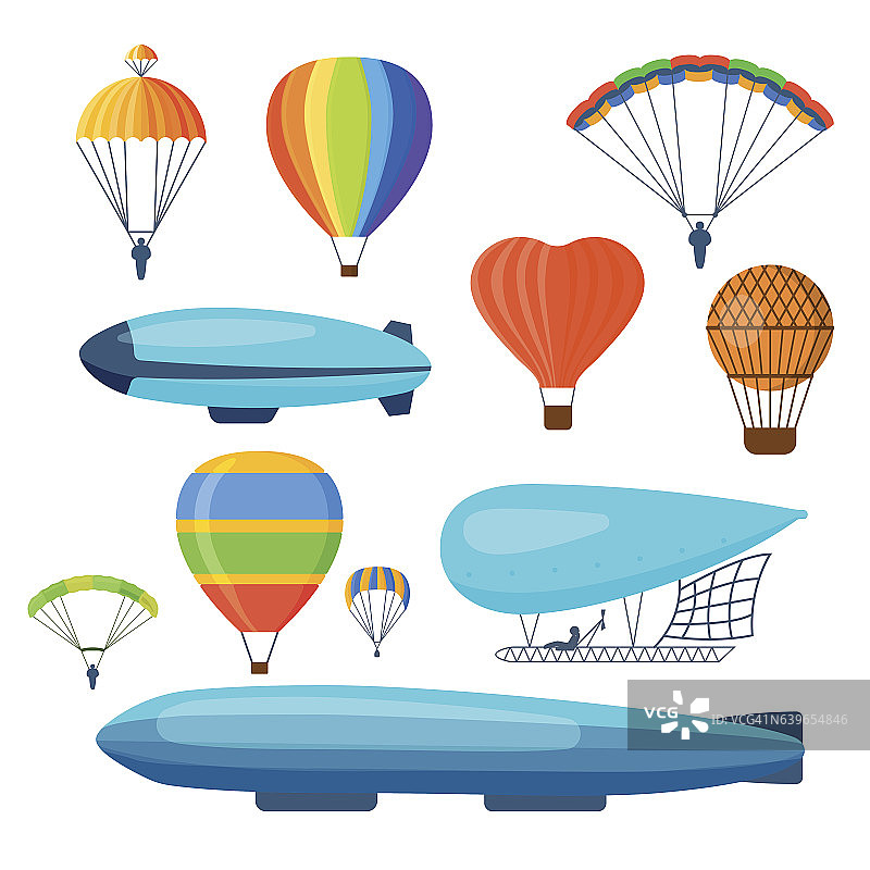 气球浮空器输运矢量集。图片素材