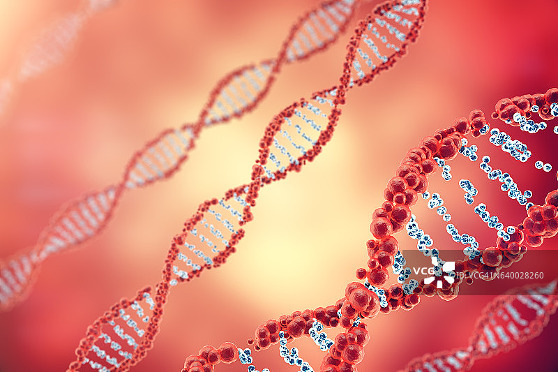 数字插图DNA结构在彩色背景。医学三维概念图片素材