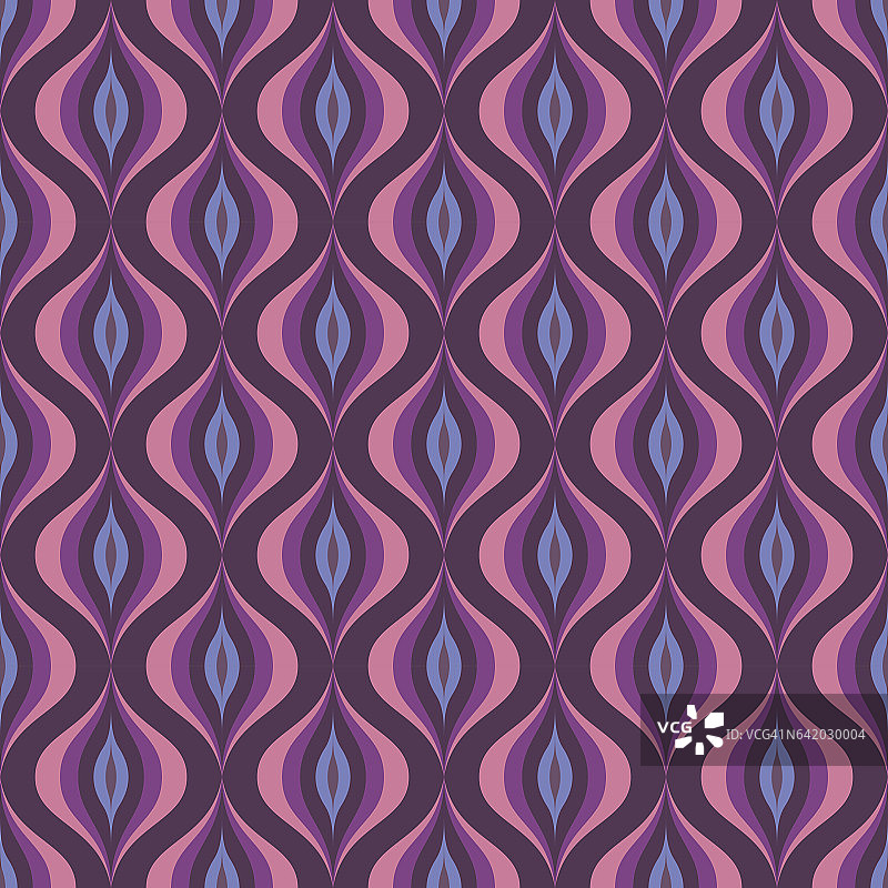 抽象矢量背景-无缝矢量几何图案在紫罗兰和淡紫色的颜色。复古复古设计风格的墙纸。图片素材