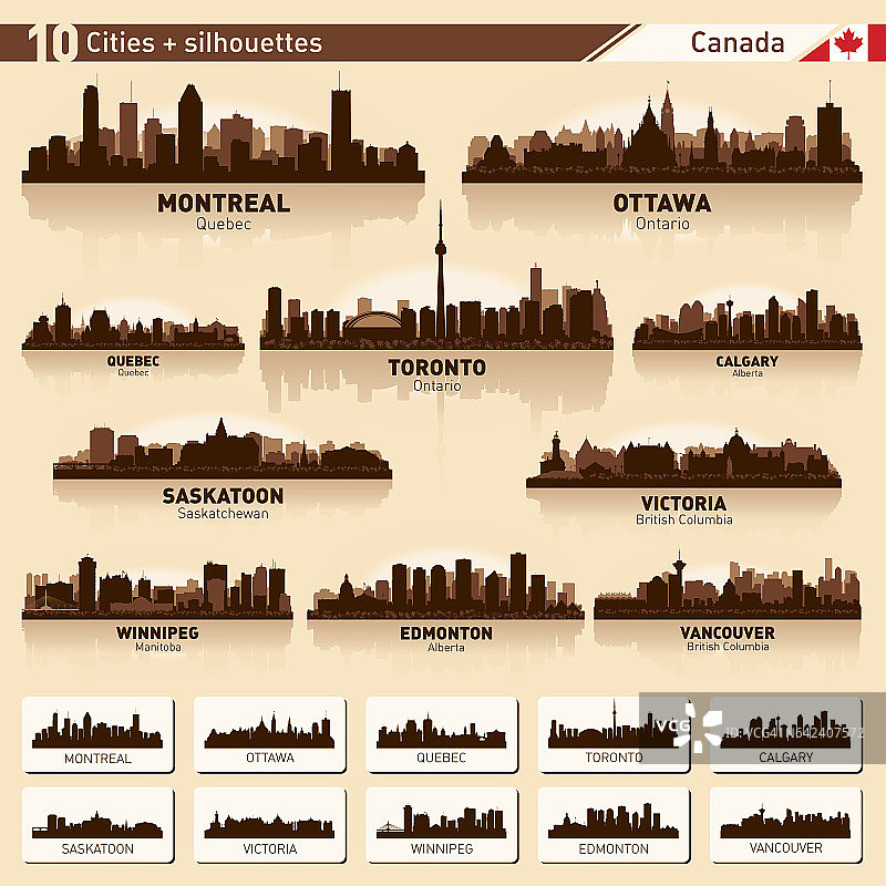 城市天际线设置10向量轮廓加拿大#1图片素材