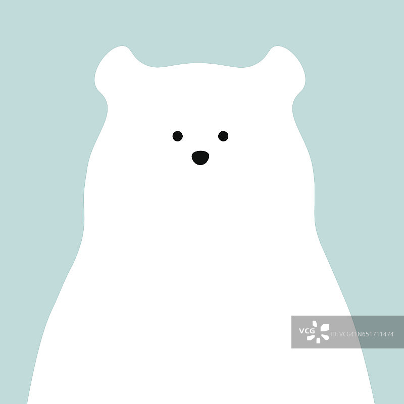 矢量平面北极熊插图动物背景。图片素材