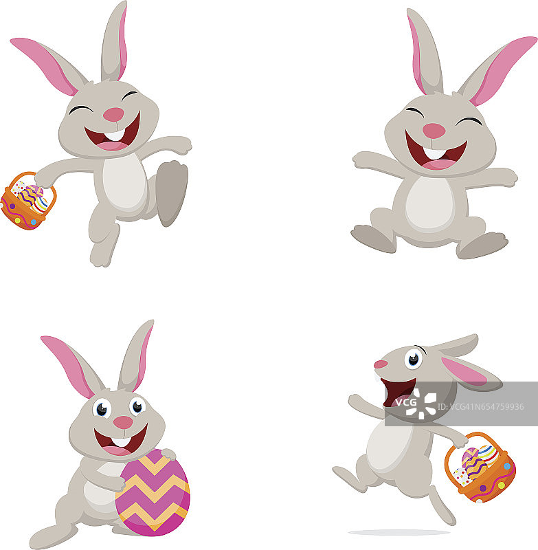 可爱的兔子和复活节彩蛋图片素材