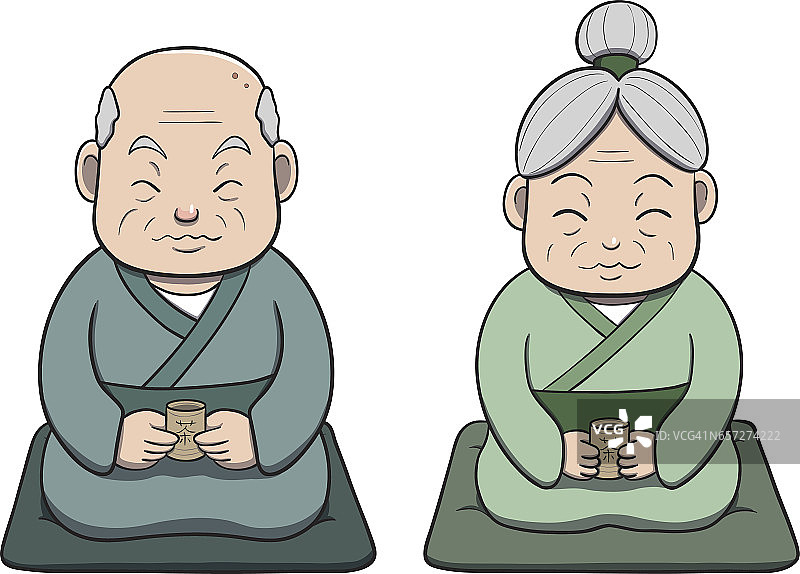 日本老夫妇品茶图片素材