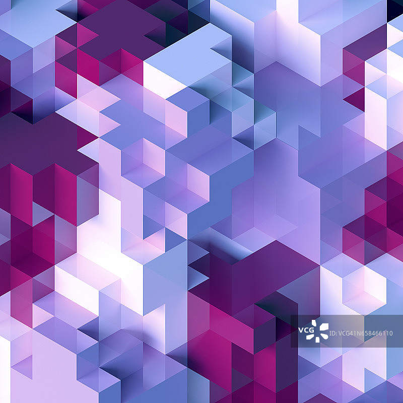 三维渲染，抽象几何背景，彩色构造器，逻辑游戏，立方马赛克，等角墙纸，紫色结构，立方体图片素材
