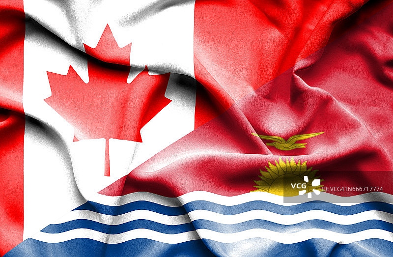 挥舞着基里巴斯和加拿大的旗帜图片素材