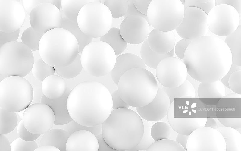 白色球形珍珠背景。三维渲染图片素材