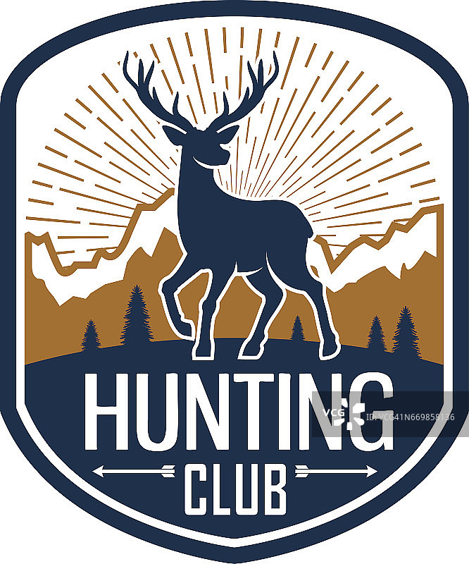 猎鹿纹章为狩猎俱乐部设计图片素材
