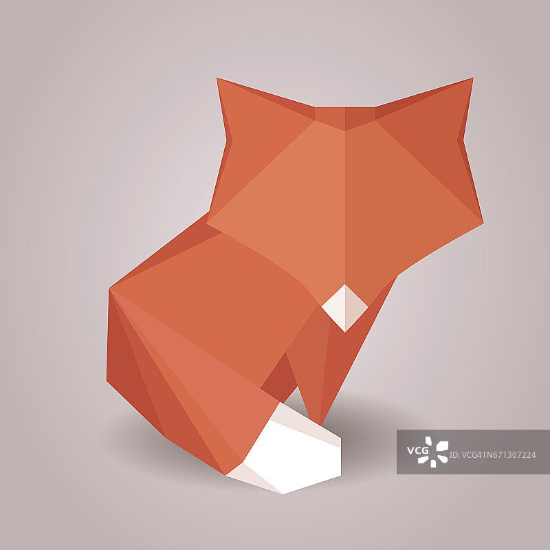 一只折纸狐狸的插图。纸动物园。图片素材