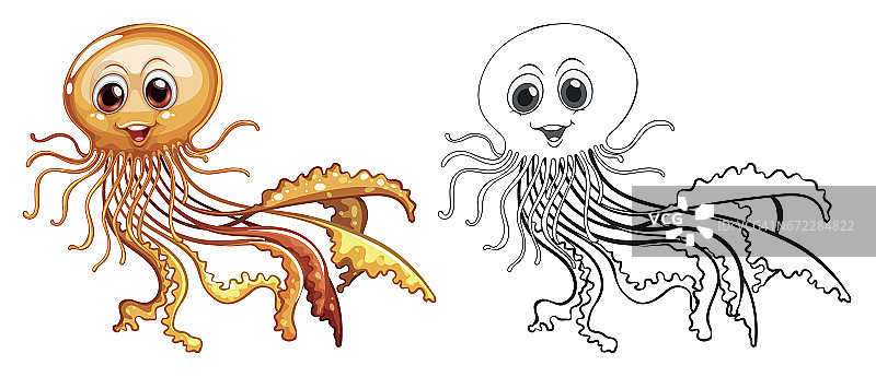水母涂鸦动物图片素材