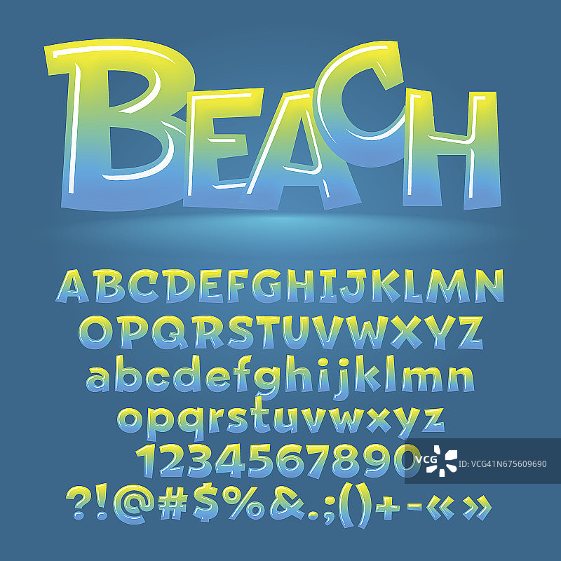 矢量沙滩光滑的字母，数字，符号图片素材