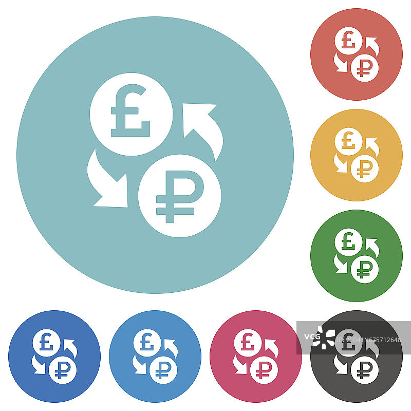 英镑卢布货币兑换扁圆形图标图片素材