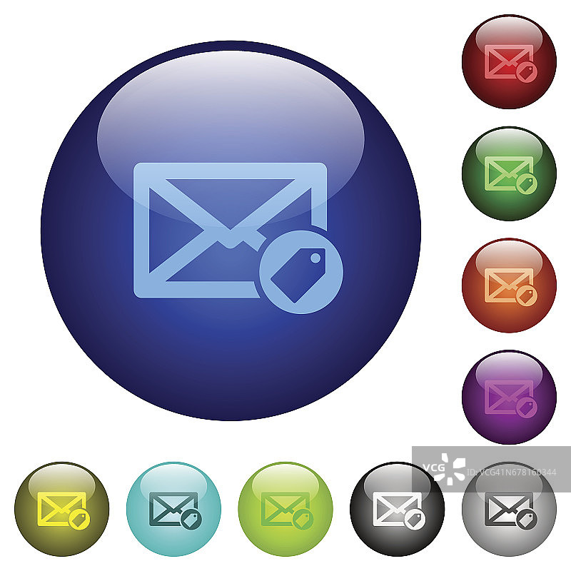彩色标记邮件玻璃按钮图片素材
