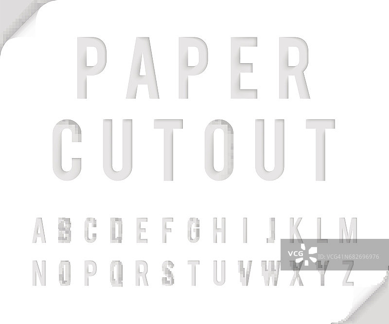弯纸裁剪字体模板字母矢量插图图片素材