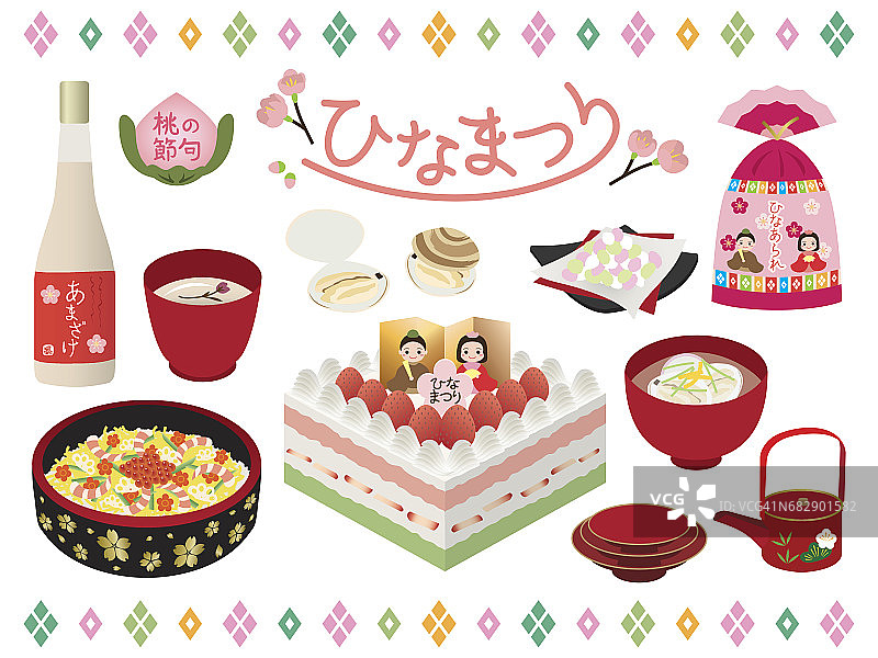 日本玩偶节“女儿节”插图集图片素材