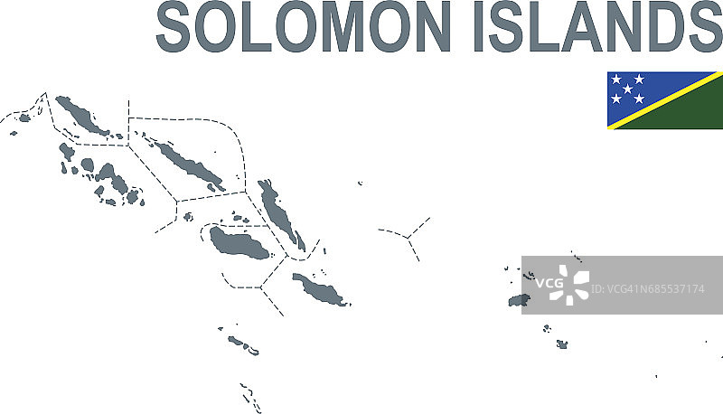 所罗门群岛基本地图，包括边界线图片素材