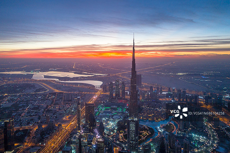 迪拜市中心城市天际线图片素材