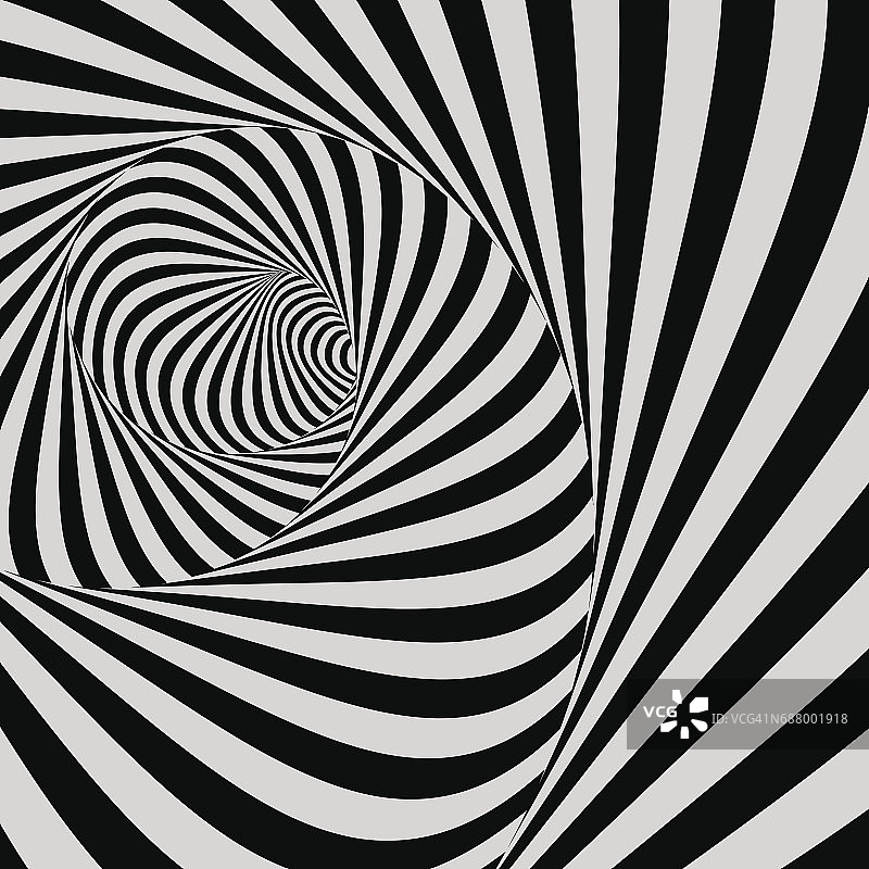 隧道。光学错觉。黑色和白色抽象条纹背景。三维向量。图片素材