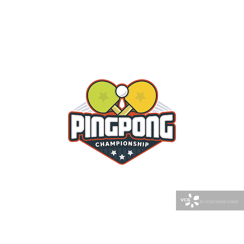 乒乓球。乒乓球运动徽章。矢量图图片素材