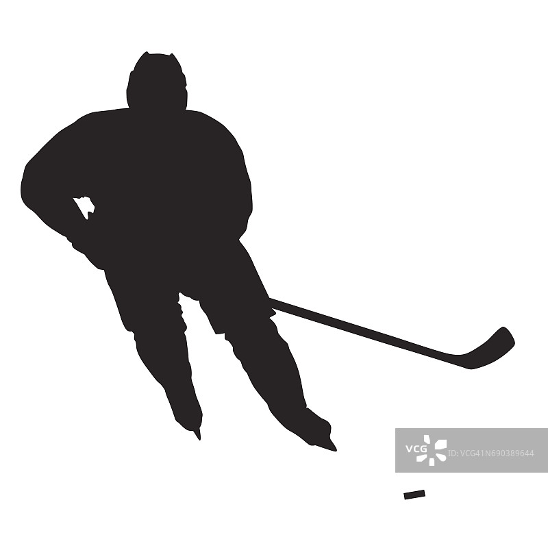 冰球运动员矢量剪影，正面视图图片素材