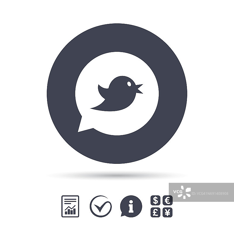 鸟标志图标。社交媒体的象征。图片素材