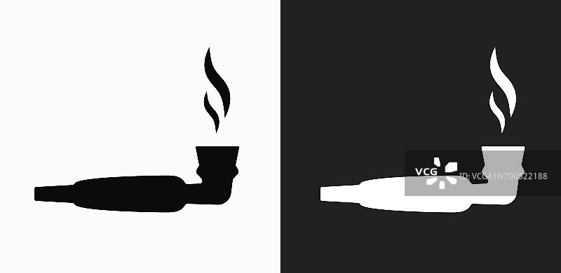 烟斗大麻图标在黑色和白色矢量背景图片素材