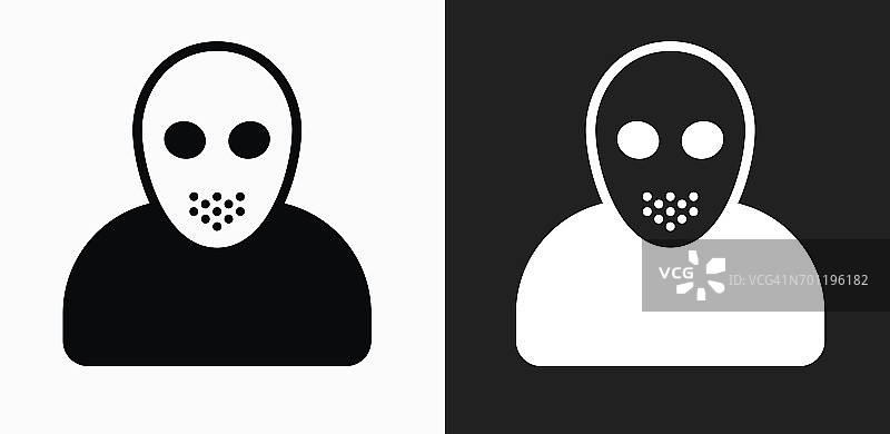 黑色杰森面具图标在黑色和白色矢量背景图片素材