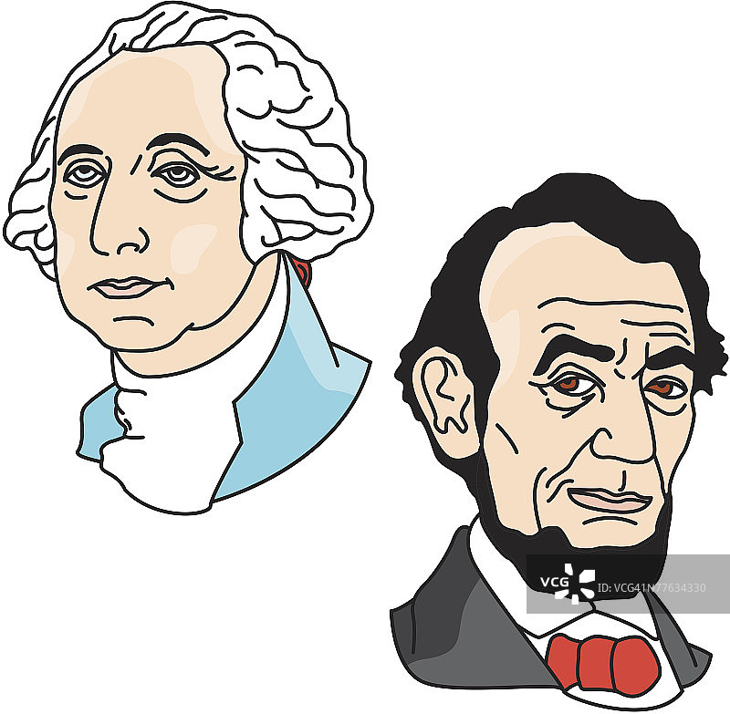 乔治·华盛顿和亚伯拉罕·林肯图片素材