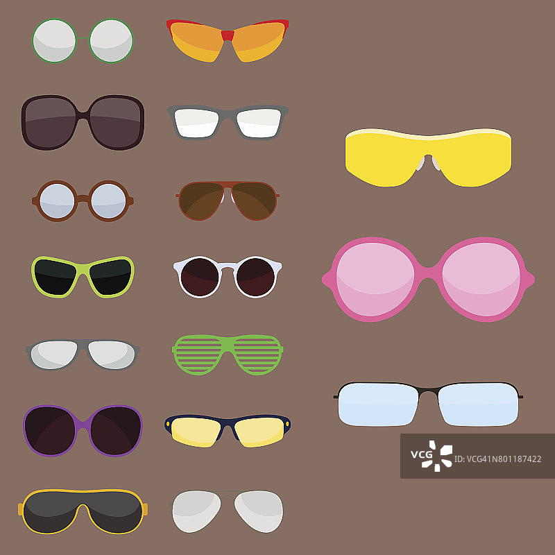 时尚太阳镜配件太阳眼镜塑料框架现代眼镜矢量插图图片素材