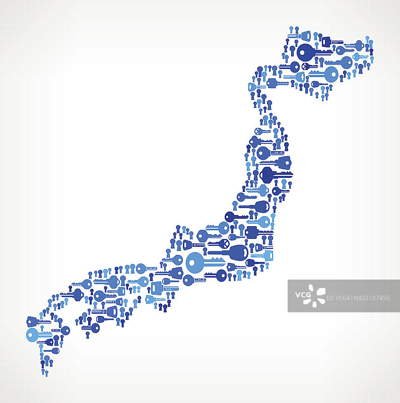 日本蓝键和安全图标背景图片素材
