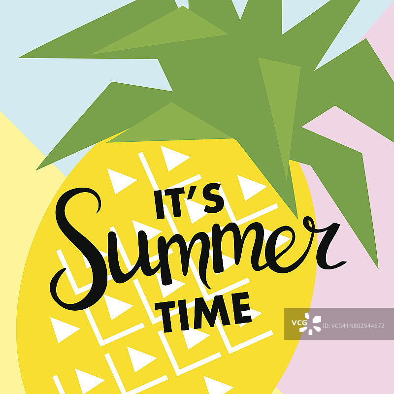 夏天的横幅用水果，地方为文字与菠萝，向量图片素材